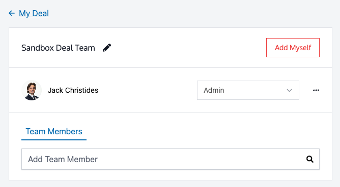 team creation interface