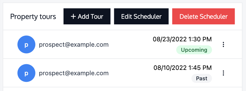 view scheduled property tours list example